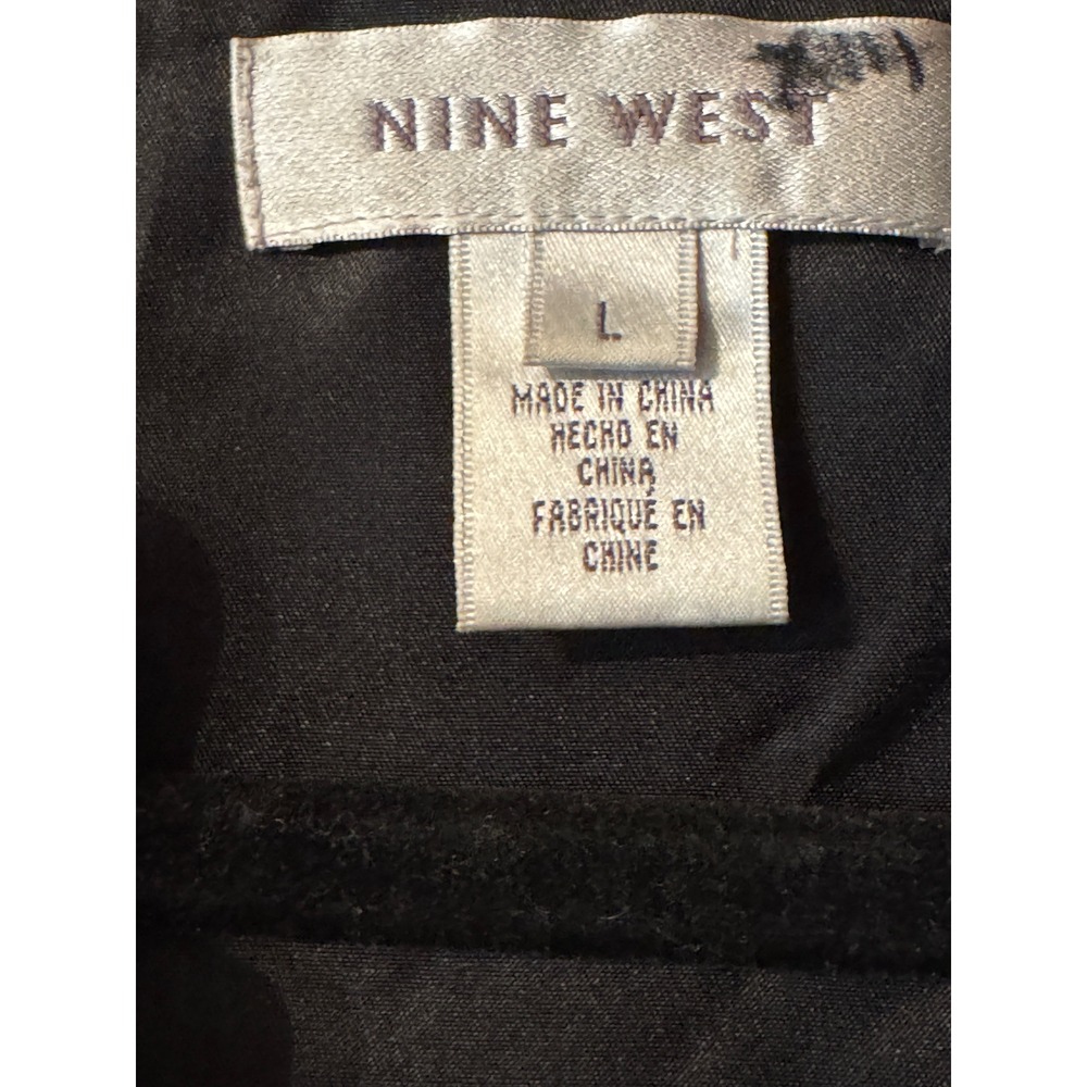 Nine West Black Lace Velvet Ruffle Jacket Open Front Tie Floral romantic Large - Picture 5 of 9